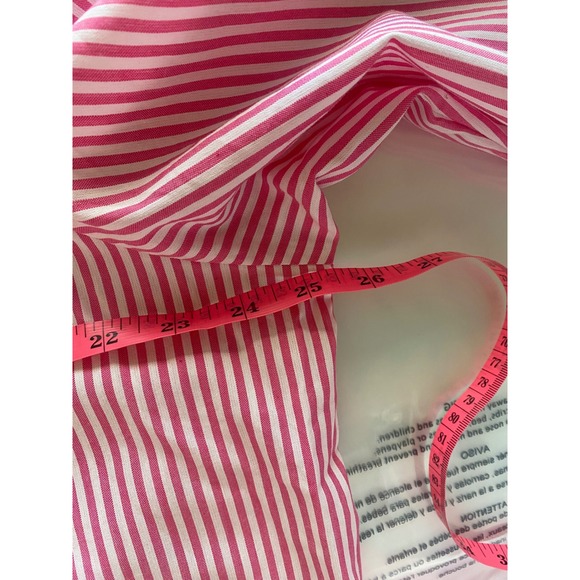 Dark Pink Striped Button Up Shirt with Embroidered Flowers Size XL - Picture 7 of 7